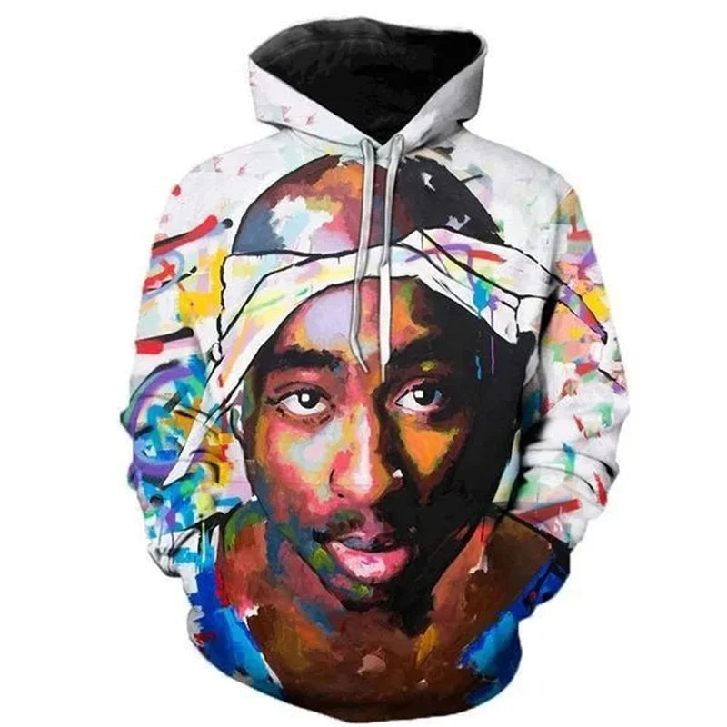 2PAC Hoodies Rapper Tupac 3D Print Tracksuit Men Women Fashion Hip Hop Oversized Sweatshirts Hoodie Male Pullovers Man Clothing