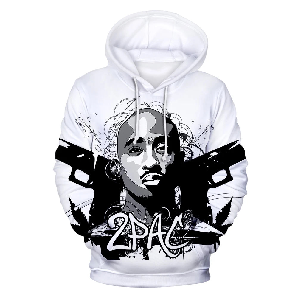 2PAC Hoodies Rapper Tupac 3D Print Tracksuit Men Women Fashion Hip Hop Oversized Sweatshirts Hoodie Male Pullovers Man Clothing