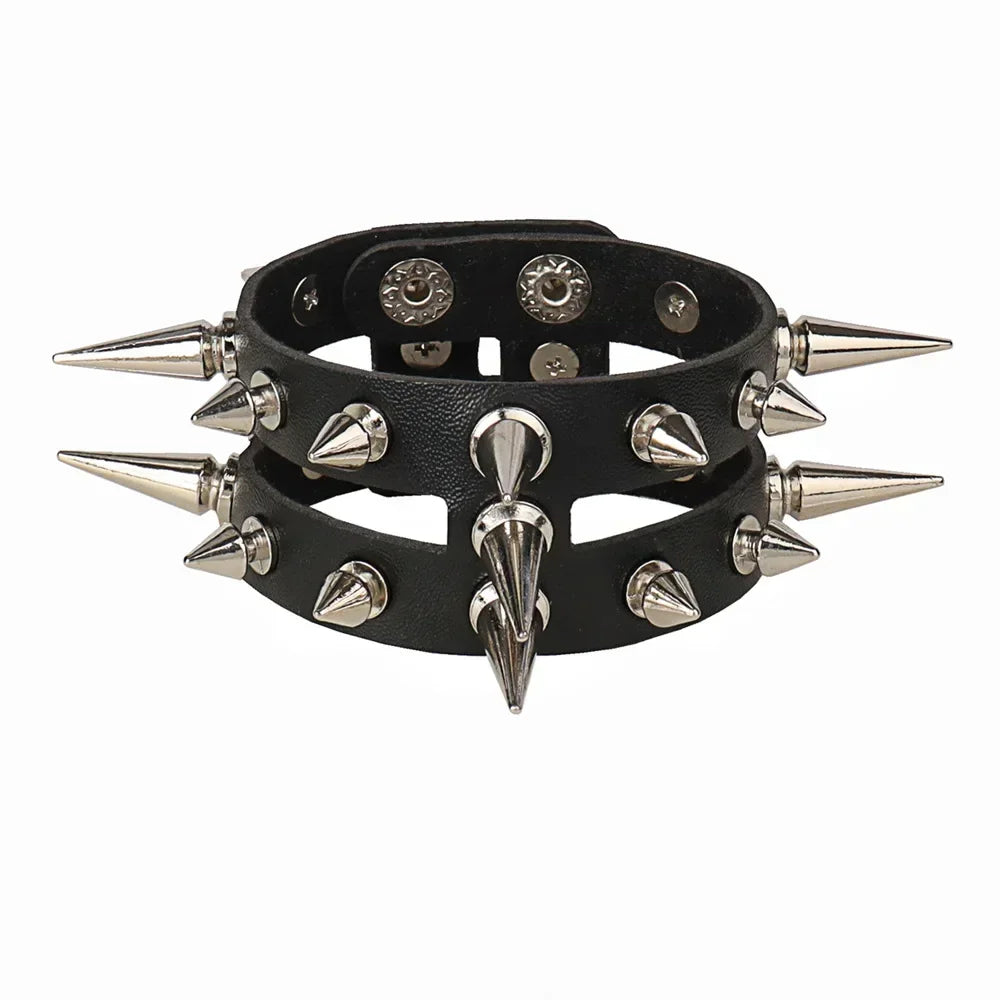 Punk Hip Hop Rock PU Leather Bracelet Unisex Trendy Chain Skull Pentagram Rivet Bracelet Party Jewelry Accessories