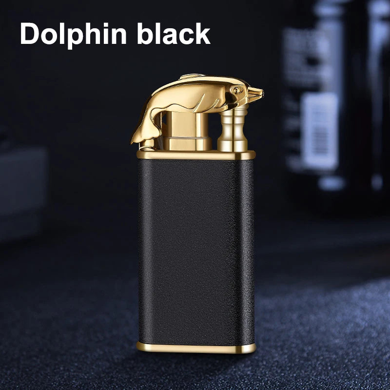 New Windproof Double Flame Cigar Torch Lighter Dragon Tiger Crocodile Dolphin Glow Lighter Luminous