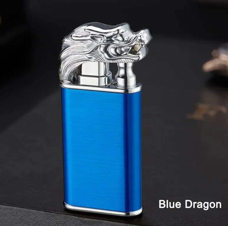 New Windproof Double Flame Cigar Torch Lighter Dragon Tiger Crocodile Dolphin Glow Lighter Luminous