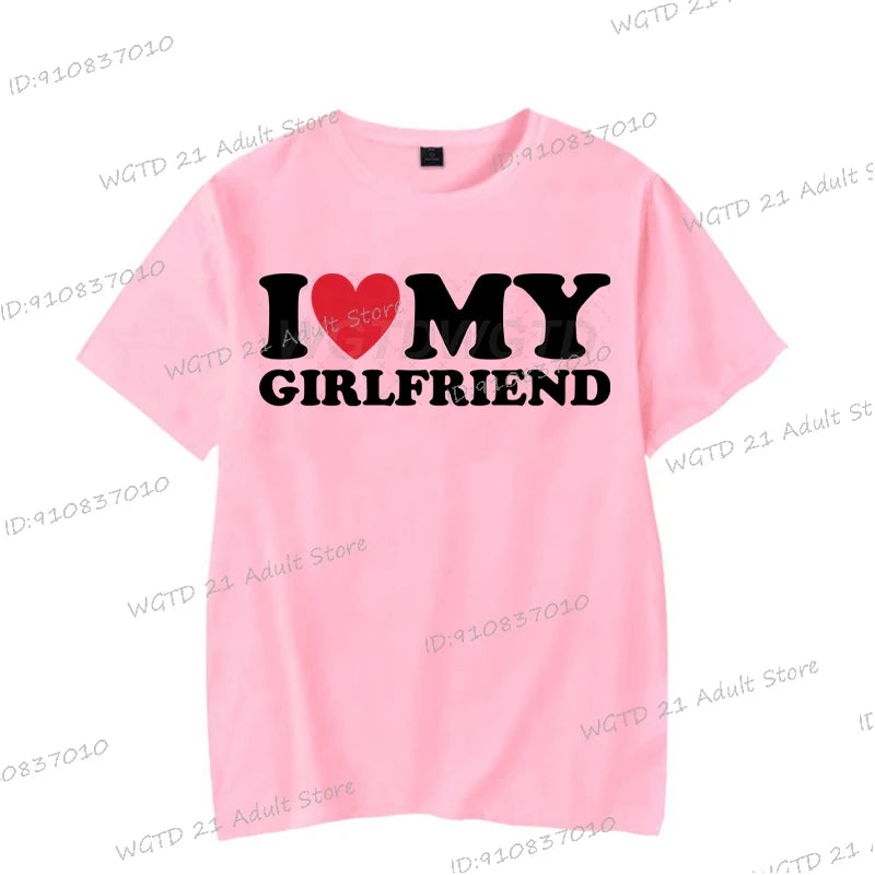 I Love My Boyfriend Women T-shirts I Love My Girlfriend Printed Men T Shirt Funny Letter Graphics Short Sleeve Couple Tshirts