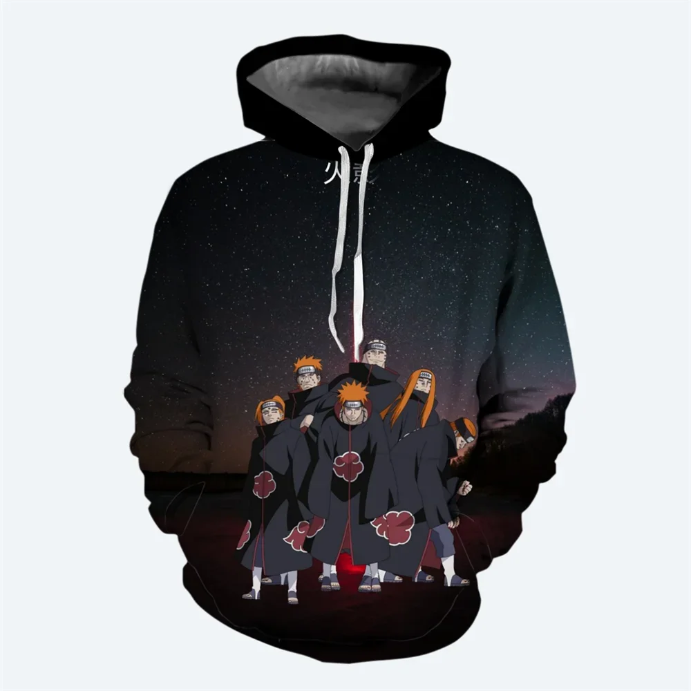 Japanese Anime Naruto 3D Printed Men's Hoodie Fashion Street Hip-hop Style Clothing Daily Casual Oversized Men's Pullover