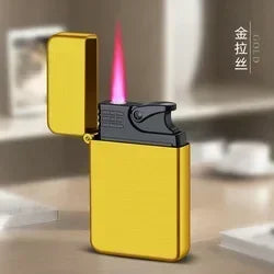 2024Red Jet Flame Lighter Luminous Inflatable Butane Gas Windproof Lighters Strong Powerful Cigar Torch Lighters for Smoker Gift