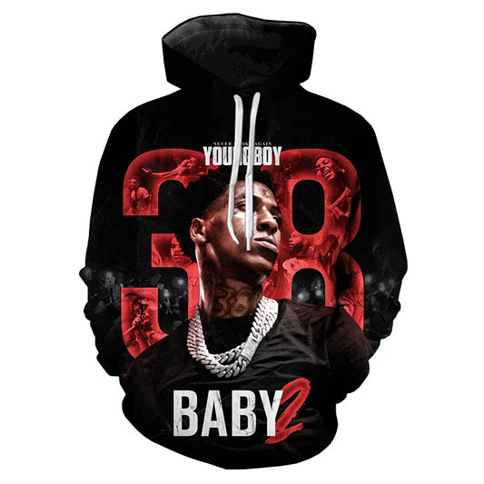 Hoodies Rapper YoungBoy 3d Print Sweatshirts Men Women Hooded Oversized Hoodie Fashion Kids Pullover Sweatshirts Tracksuit Coats