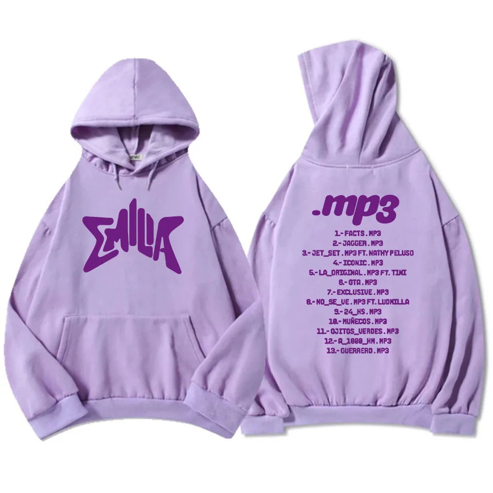 Streetwear Album MP3 Emilia Mernes Hoodies Hip Hop Men Hooded Sweatshirts Sudaderas Hombre Comfortable Long Sleeve Clothes Mens