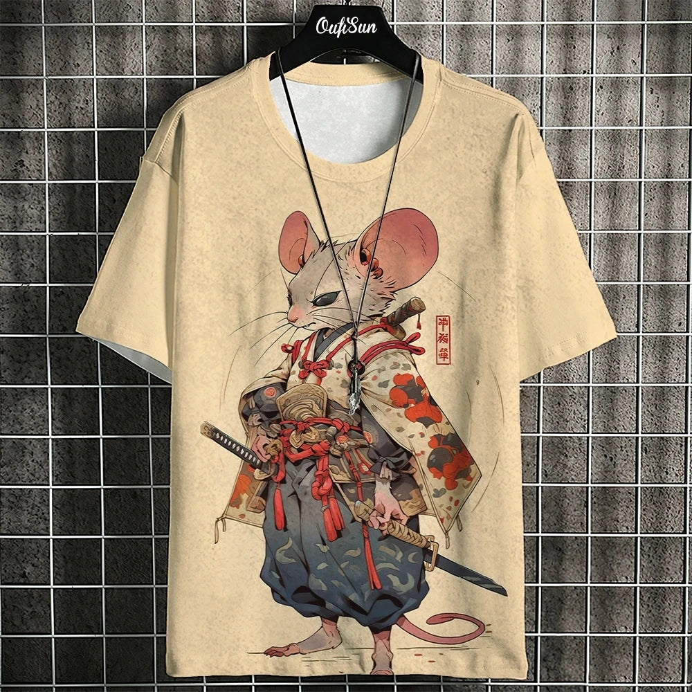 Unisex 2024 T Shirt Men Women Japanese Samurai Cat 3d Printed T Shirts For Casual Fashion Funny Shirt Top Tee Men Clothing