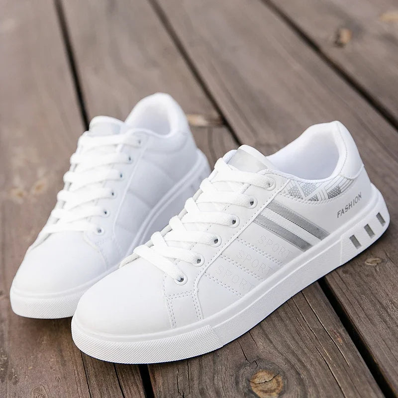 2024 Mens Casual Sneakers New Fashion Lace-up White Shoes Student Comfort Sports Plus Size Vulcanized Shoes Zapatillas De Hombre