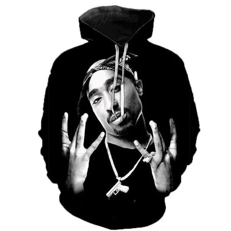 2PAC Hoodies Rapper Tupac 3D Print Tracksuit Men Women Fashion Hip Hop Oversized Sweatshirts Hoodie Male Pullovers Man Clothing