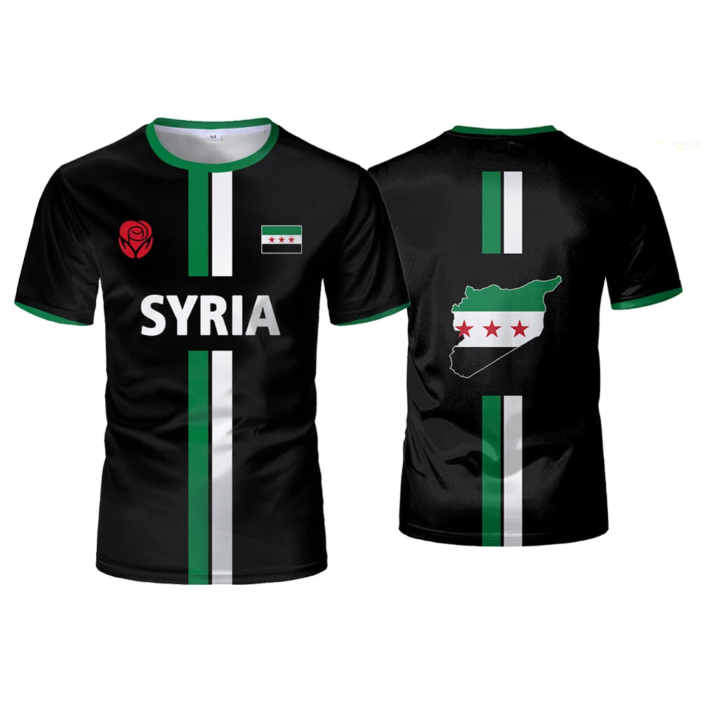 New Syria Football Jersey Men's Sports T-shirts Syrian Flag Street Oversized Tops Unisex Casual Graphic T-shirts Mens Gifts