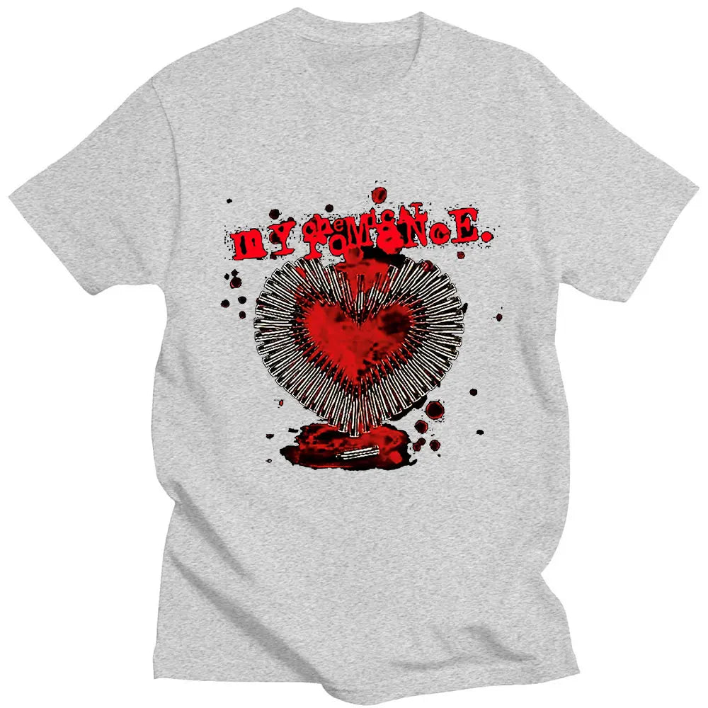 Rock Band My Chemical Romance Heart Bullets Graphic T Shirts Men Women Vintage Hip Hop Short Sleeve Cotton Tee Shirt Streetwear