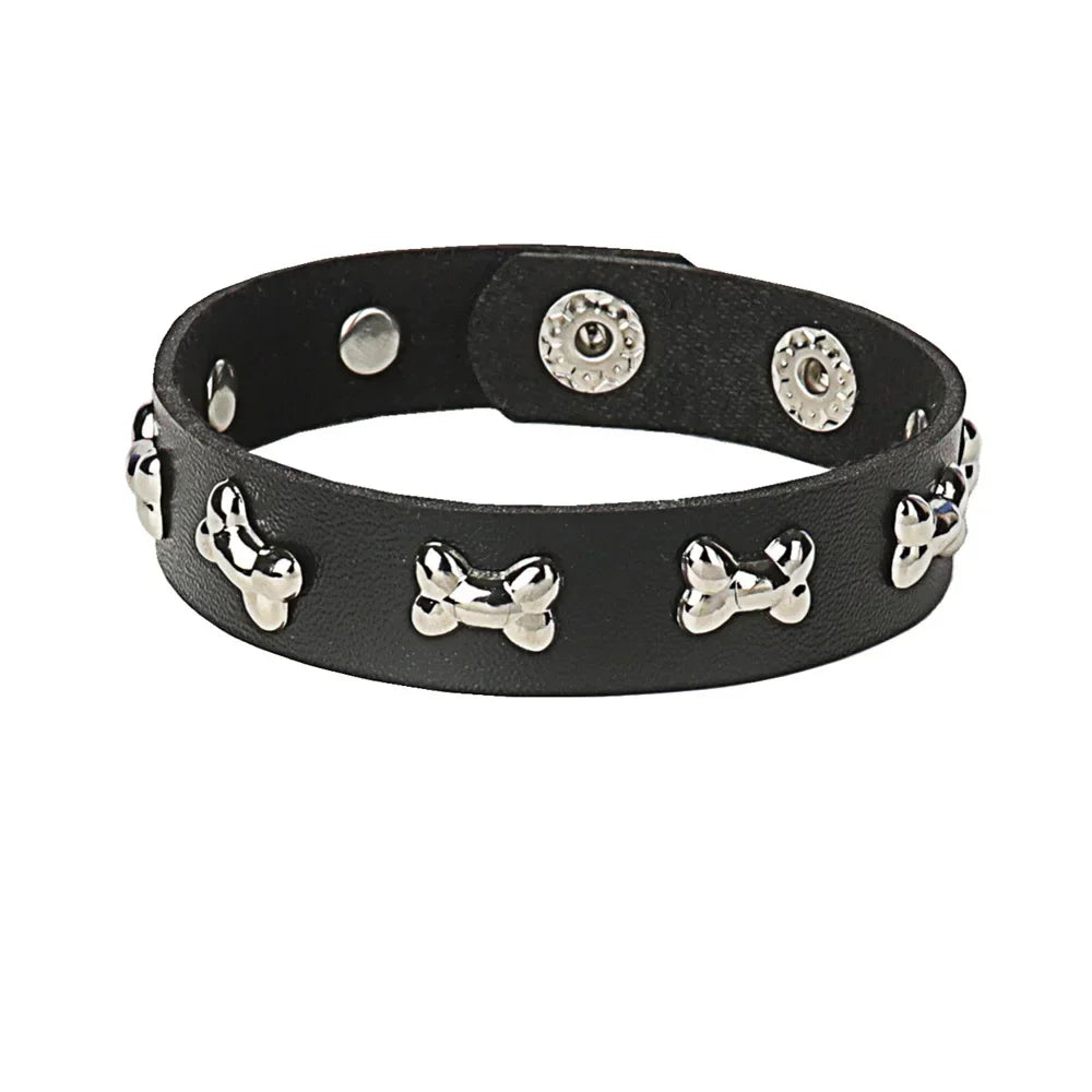 Punk Hip Hop Rock PU Leather Bracelet Unisex Trendy Chain Skull Pentagram Rivet Bracelet Party Jewelry Accessories