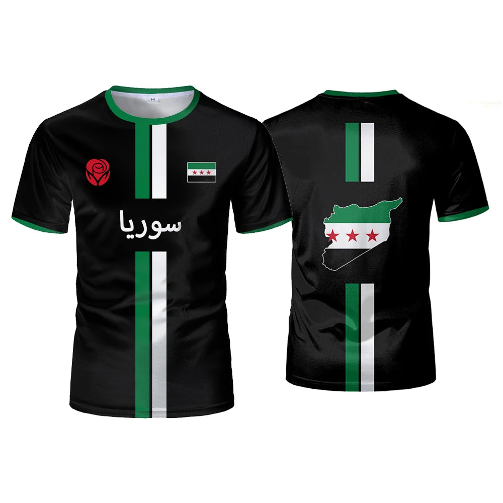 New Syria Football Jersey Men's Sports T-shirts Syrian Flag Street Oversized Tops Unisex Casual Graphic T-shirts Mens Gifts