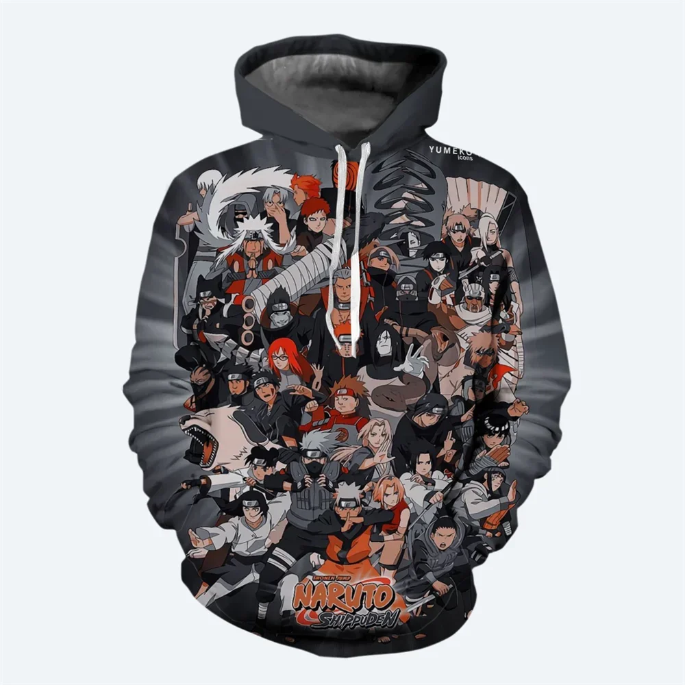 Japanese Anime Naruto 3D Printed Men's Hoodie Fashion Street Hip-hop Style Clothing Daily Casual Oversized Men's Pullover