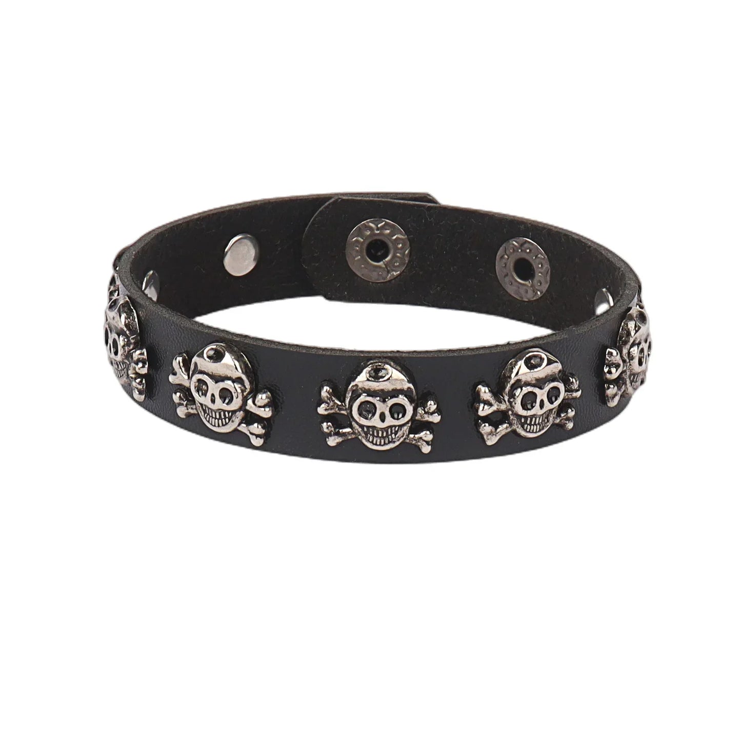 Punk Hip Hop Rock PU Leather Bracelet Unisex Trendy Chain Skull Pentagram Rivet Bracelet Party Jewelry Accessories