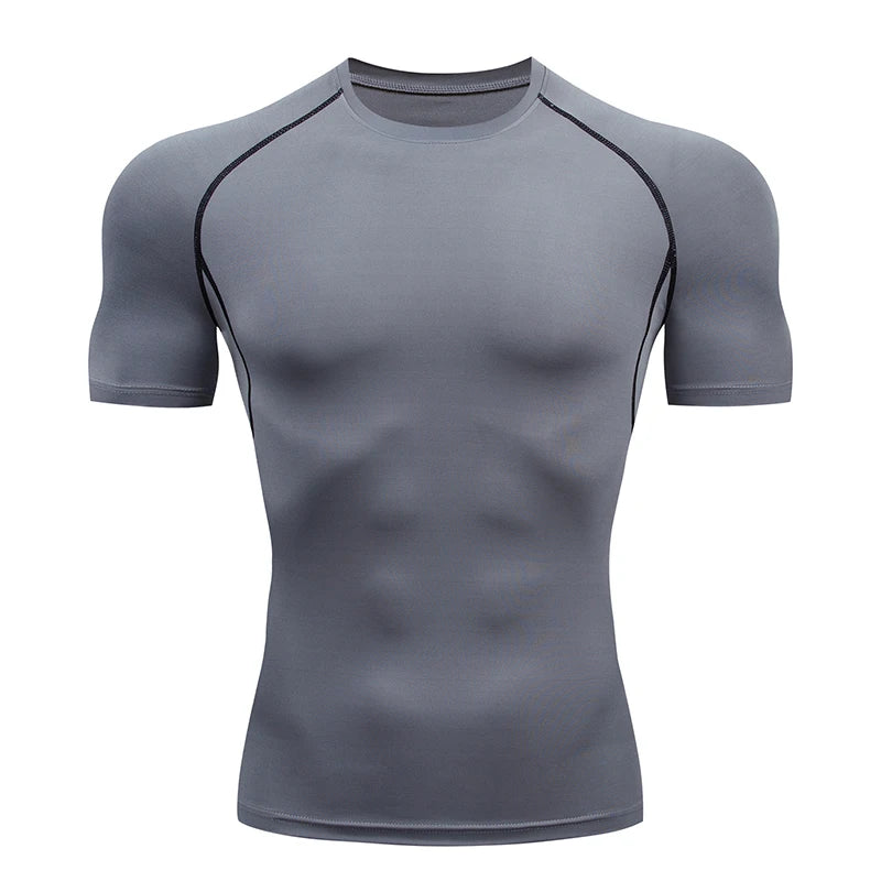 Compression T Shirt Men Summer Sportswear Running T-shirt Elastic Quick Dry Sport Tops Tee Athletic Gym Workout Shirts Men 2024