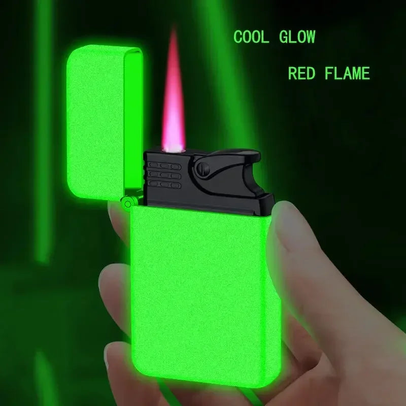 2024Red Jet Flame Lighter Luminous Inflatable Butane Gas Windproof Lighters Strong Powerful Cigar Torch Lighters for Smoker Gift