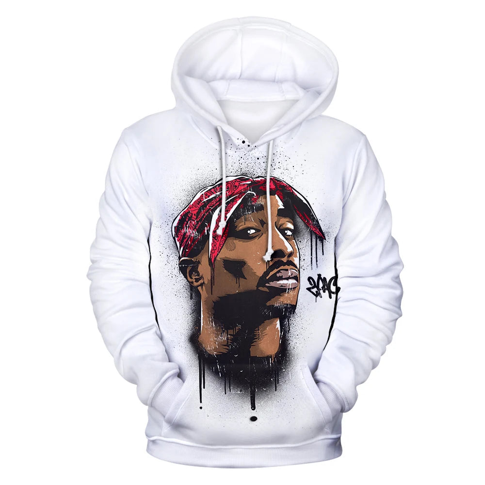 2PAC Hoodies Rapper Tupac 3D Print Tracksuit Men Women Fashion Hip Hop Oversized Sweatshirts Hoodie Male Pullovers Man Clothing