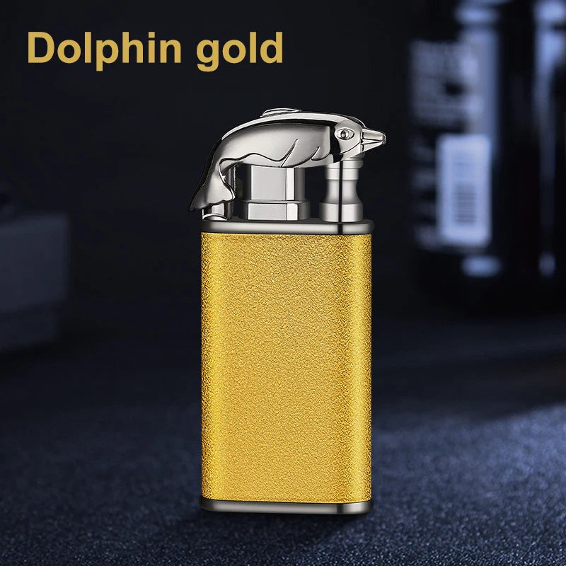 New Windproof Double Flame Cigar Torch Lighter Dragon Tiger Crocodile Dolphin Glow Lighter Luminous