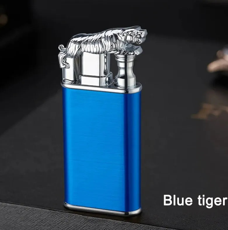 New Windproof Double Flame Cigar Torch Lighter Dragon Tiger Crocodile Dolphin Glow Lighter Luminous