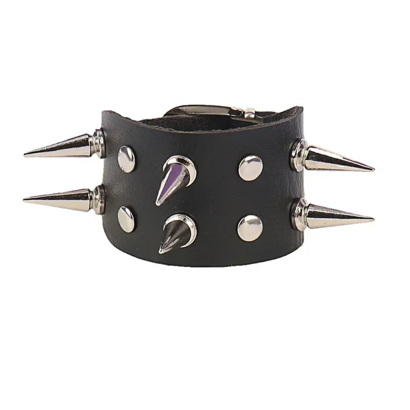 Punk Hip Hop Rock PU Leather Bracelet Unisex Trendy Chain Skull Pentagram Rivet Bracelet Party Jewelry Accessories