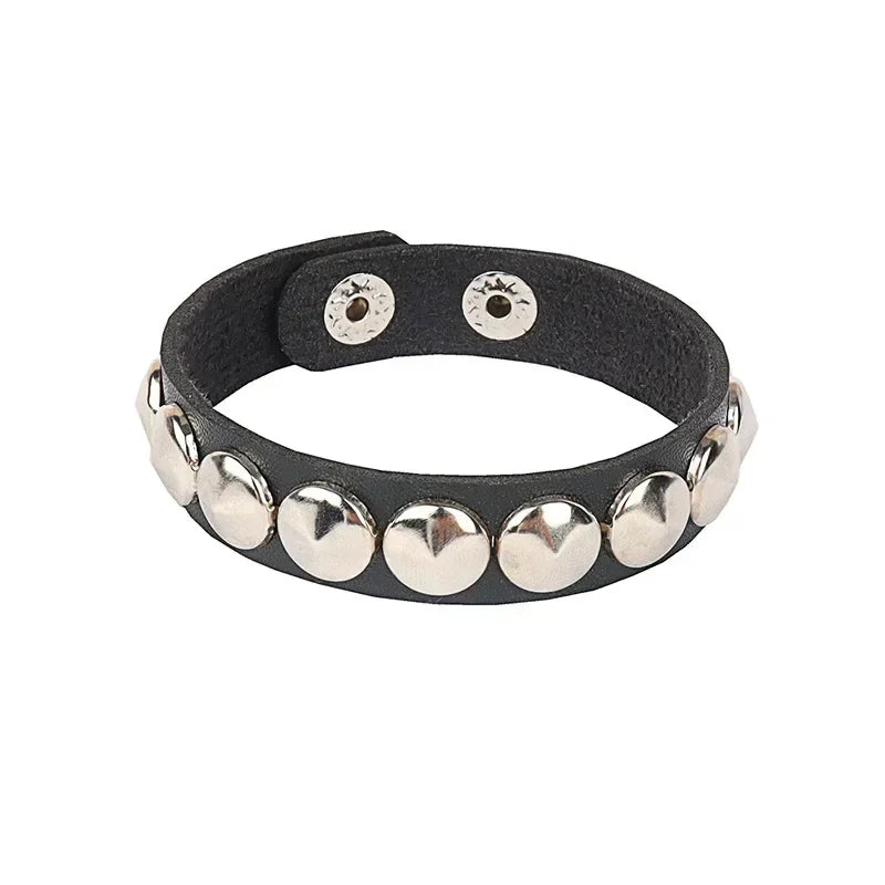 Punk Hip Hop Rock PU Leather Bracelet Unisex Trendy Chain Skull Pentagram Rivet Bracelet Party Jewelry Accessories