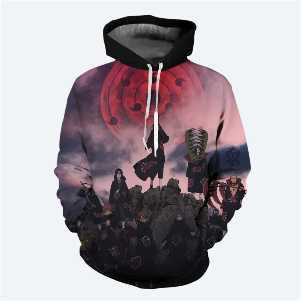 Japanese Anime Naruto 3D Printed Men's Hoodie Fashion Street Hip-hop Style Clothing Daily Casual Oversized Men's Pullover