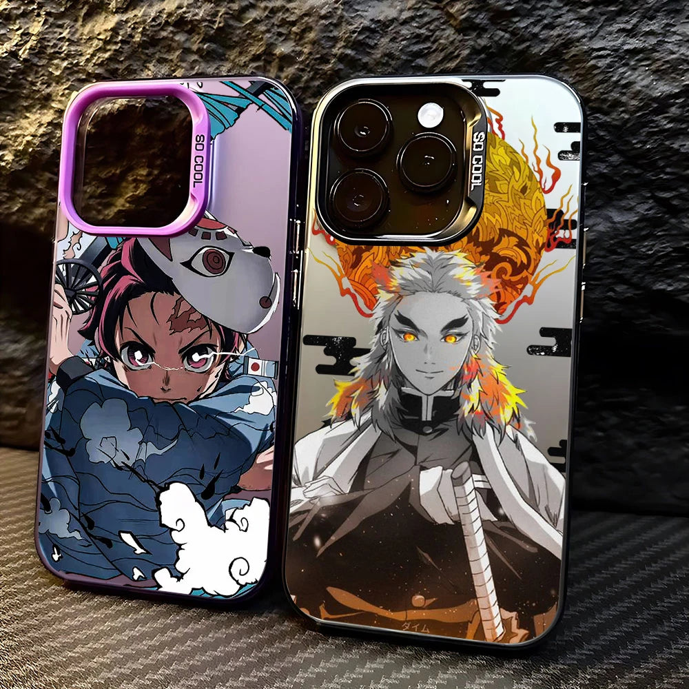 Anime Demons Slayers Phone Case For iPhone 16 15 14 13 12 11 Pro Max X XR XSMAX 8 7 Plus Candy Matte Shockproof Back Cover