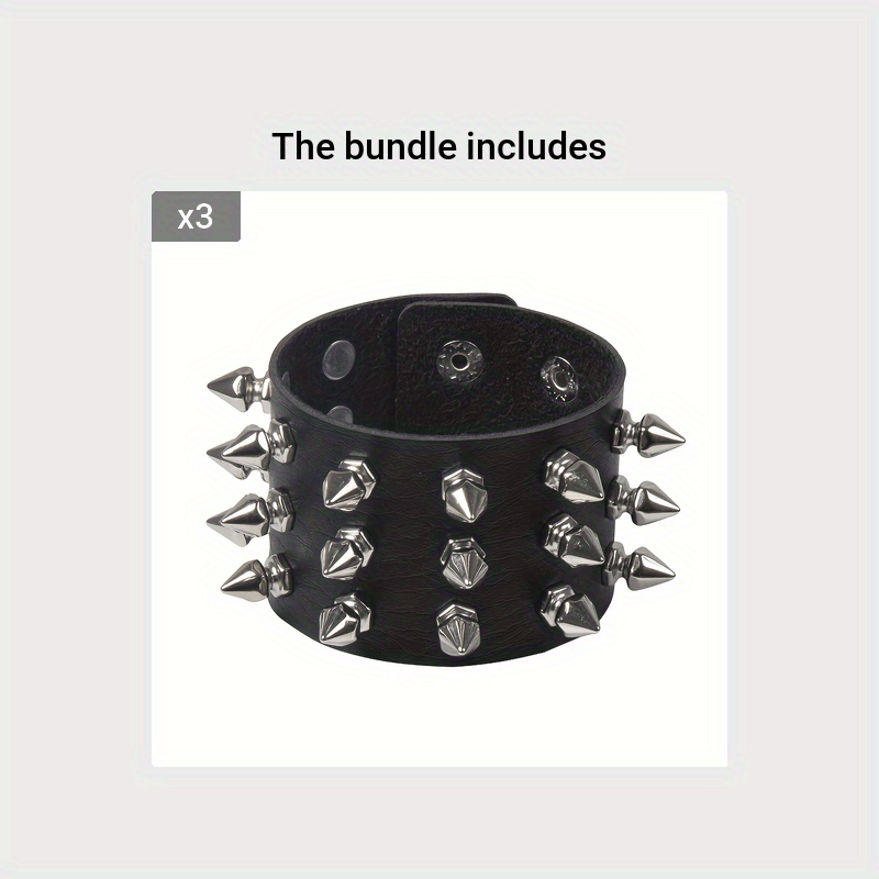 1pc Rivet Punk Style PU Leather Bangle, Bracelet For Men Women