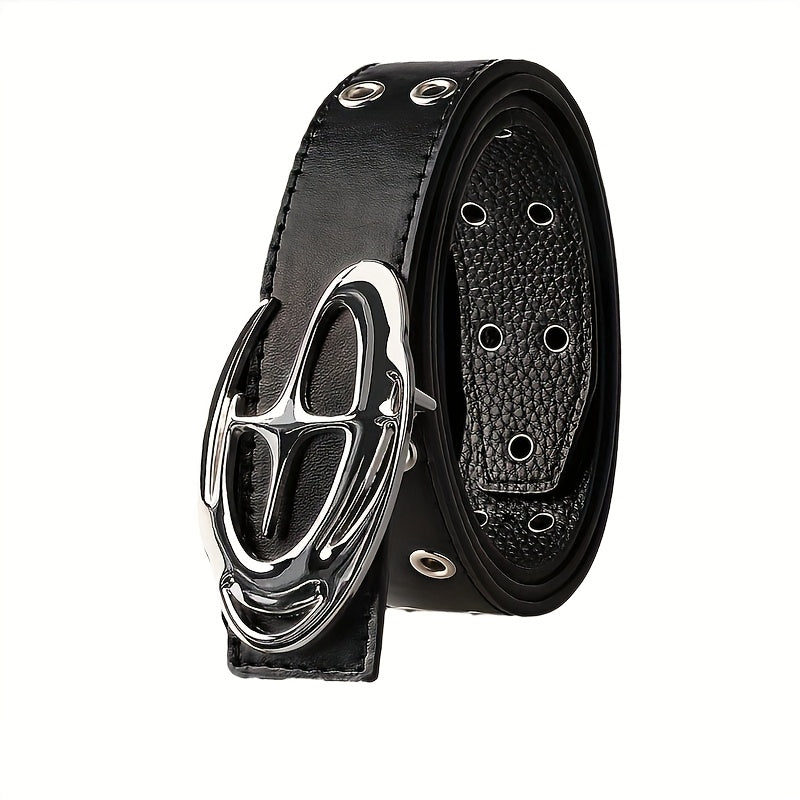 Y2K-Inspired Punk Hollow Faux Leather Belt for Men - Trendy Accessory with Unique Alloy Buckle, Perfect Gift Idea