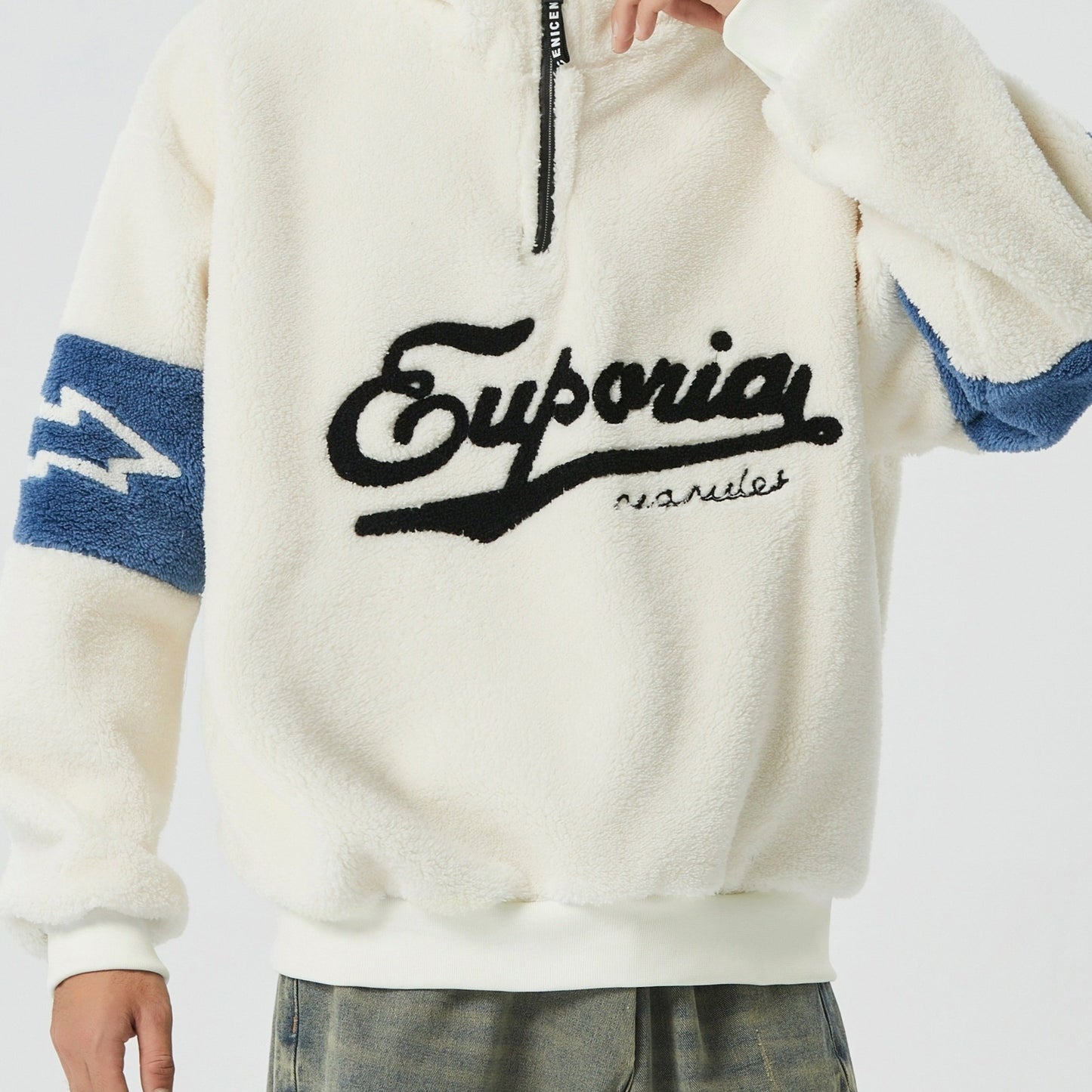 Men's Fashion Casual Hoodie – Letters Embroidered Fleece-Lined Hooded Pullover